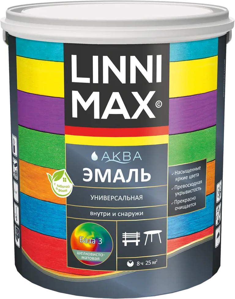 Эмаль LINNIMAX Аква - универсальное покрытие для дерева и металла 89349613
