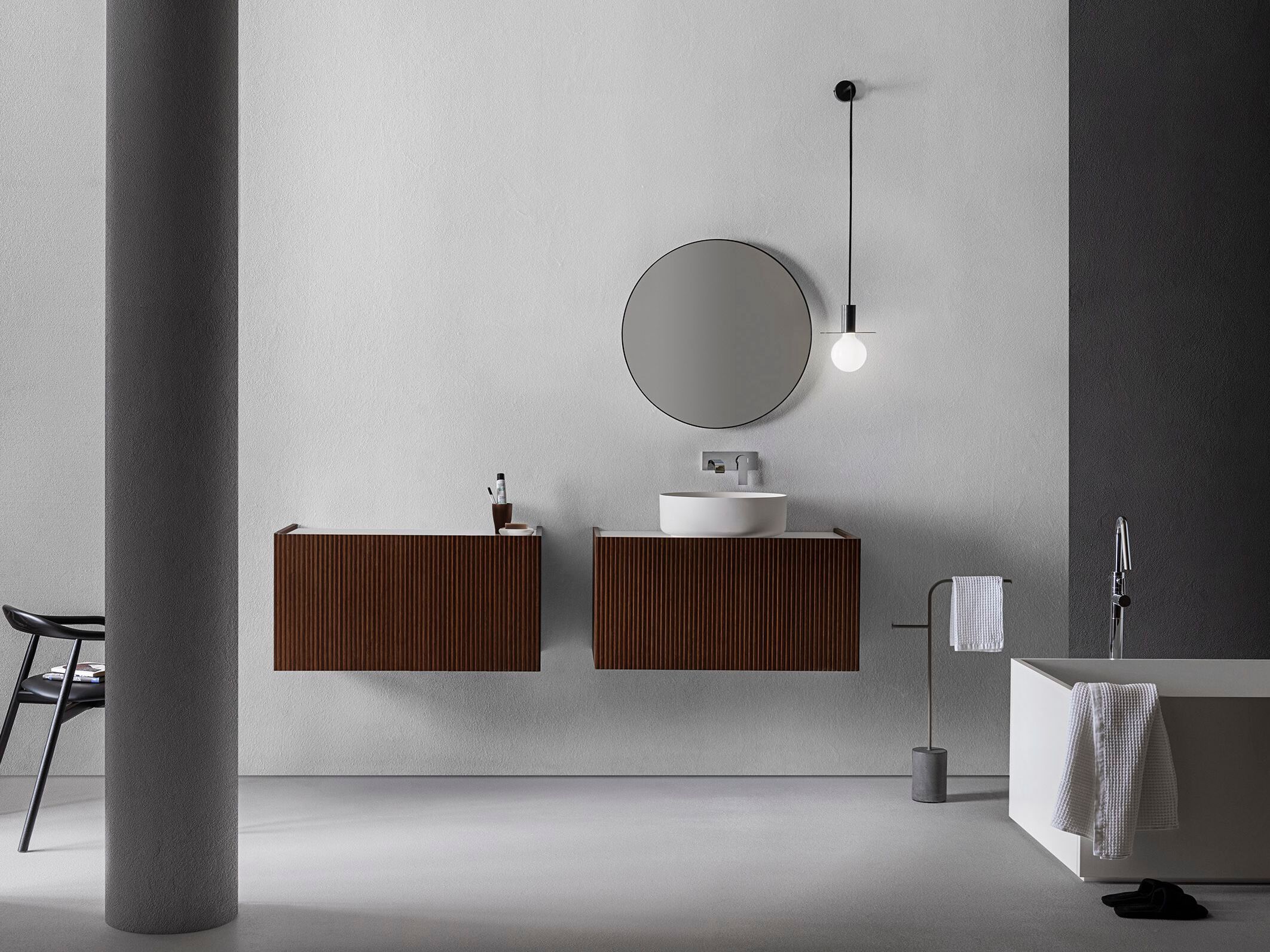 Подвесной шкаф из дерева и керамики со встроенной раковиной Pirovano Millennium XL ARCH-00100106 - Вид №1