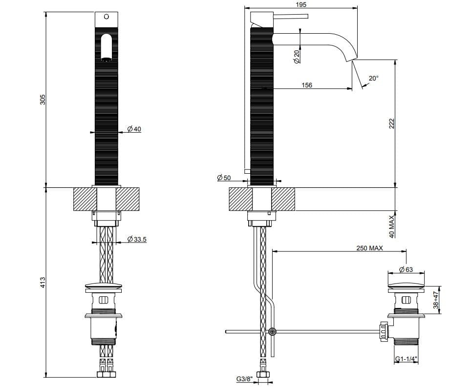 Смеситель для раковины из нержавеющей стали Gessi Messi316 ARCH-00081958 - Вид №4