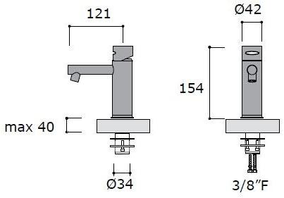 MINA Смеситель для раковины на столешницу, одно отверстие Giotto 7150+pr150 - Вид №1