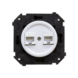 Розетка компьютерная двойная встраиваемая Electraline Ретро RJ45 цвет белый 86746959 STLM-2181841