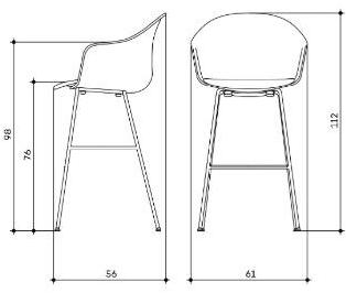 arrmet Табурет высокий полипропиленовый с подставкой для ног Máni armshell plastic sun-id-1454428 - Вид №2