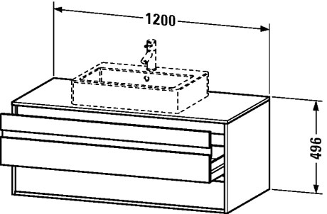 KT665604949 Тумбочка подвесная Ketho #KT6656 1200 x 550 мм Графит матовый, декор Duravit - Вид №1