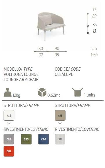 Talenti Садовое кресло со съемным чехлом с подлокотниками Cleo alu sun-id-1382115 - Вид №5