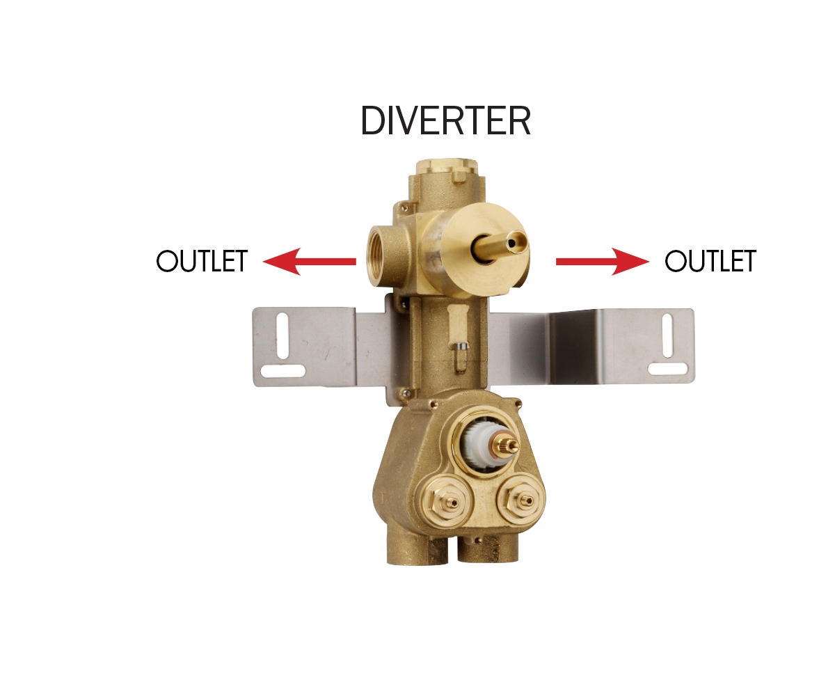 Z033201 + Z030205 000 Смеситель & запорный кран Recatngular 2 Outlets (with diverter) HP BOSSINI  - Вид №1