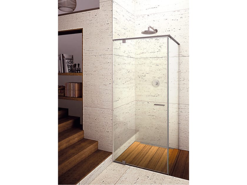 Стеклянная угловая душевая кабина с распашной дверью Provex Industrie Iunix ARCH-00028744