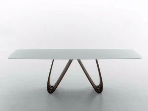 Tonin Casa Прямоугольный стол для гостиной из дерева и стекла Arpa