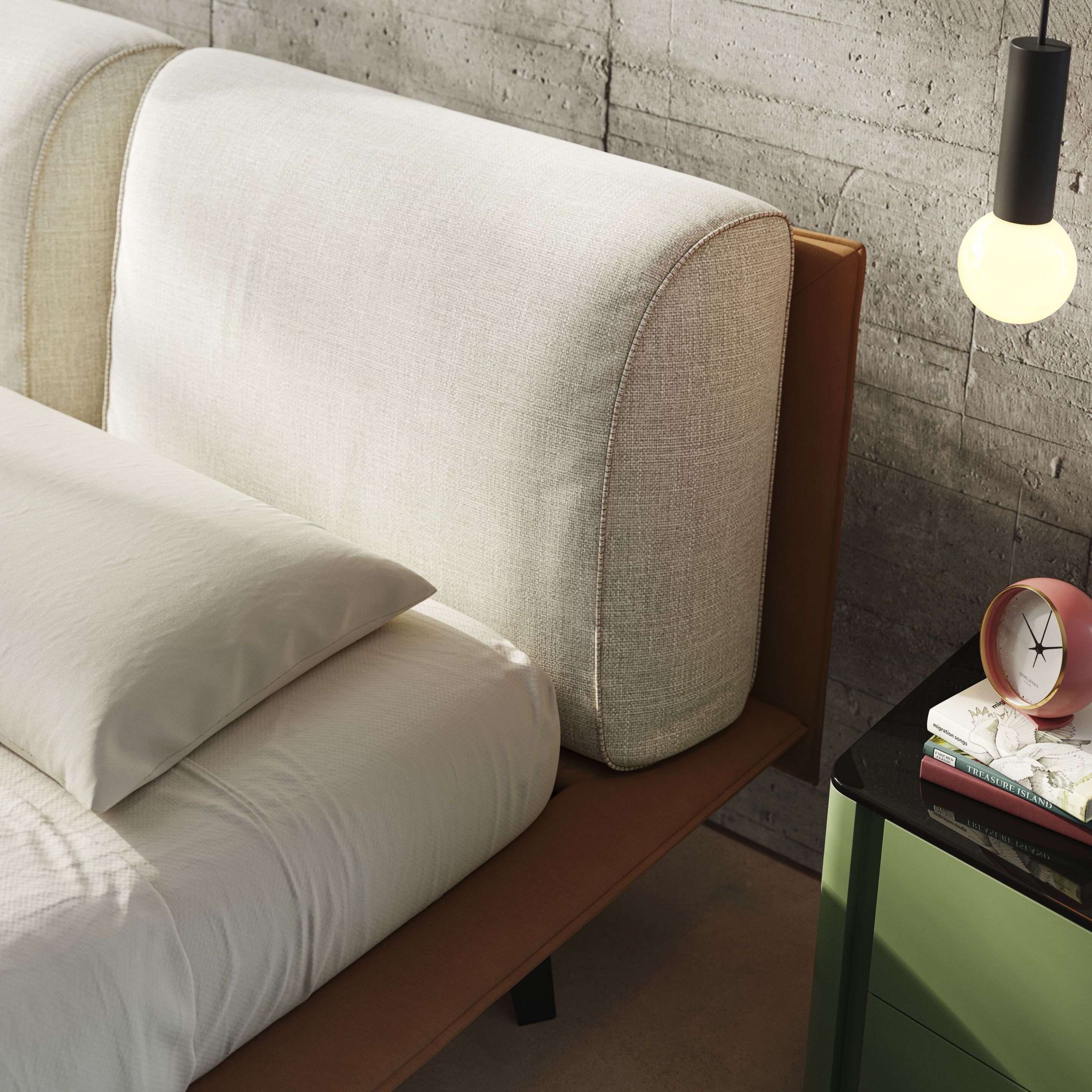 Кожаная кровать с мягким изголовьем Divani.Store PETRA ARCH-00098809 - Вид №1