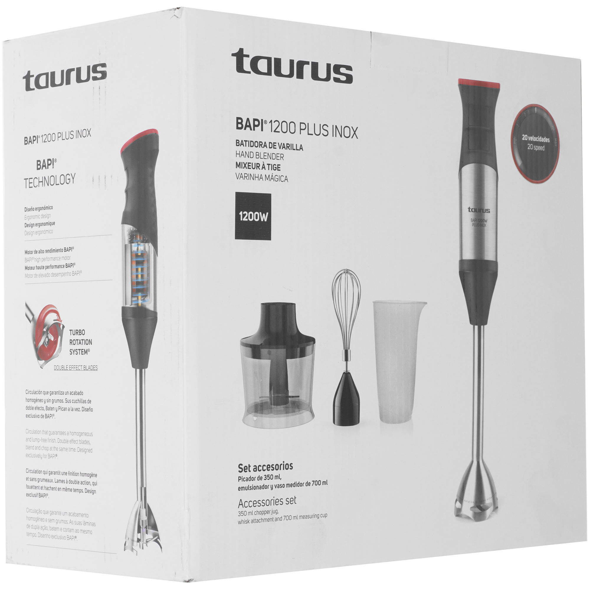 9168818 Блендер погружной Taurus Bapi 1200 Plus Inox черный STDN-0069066 - Вид №10