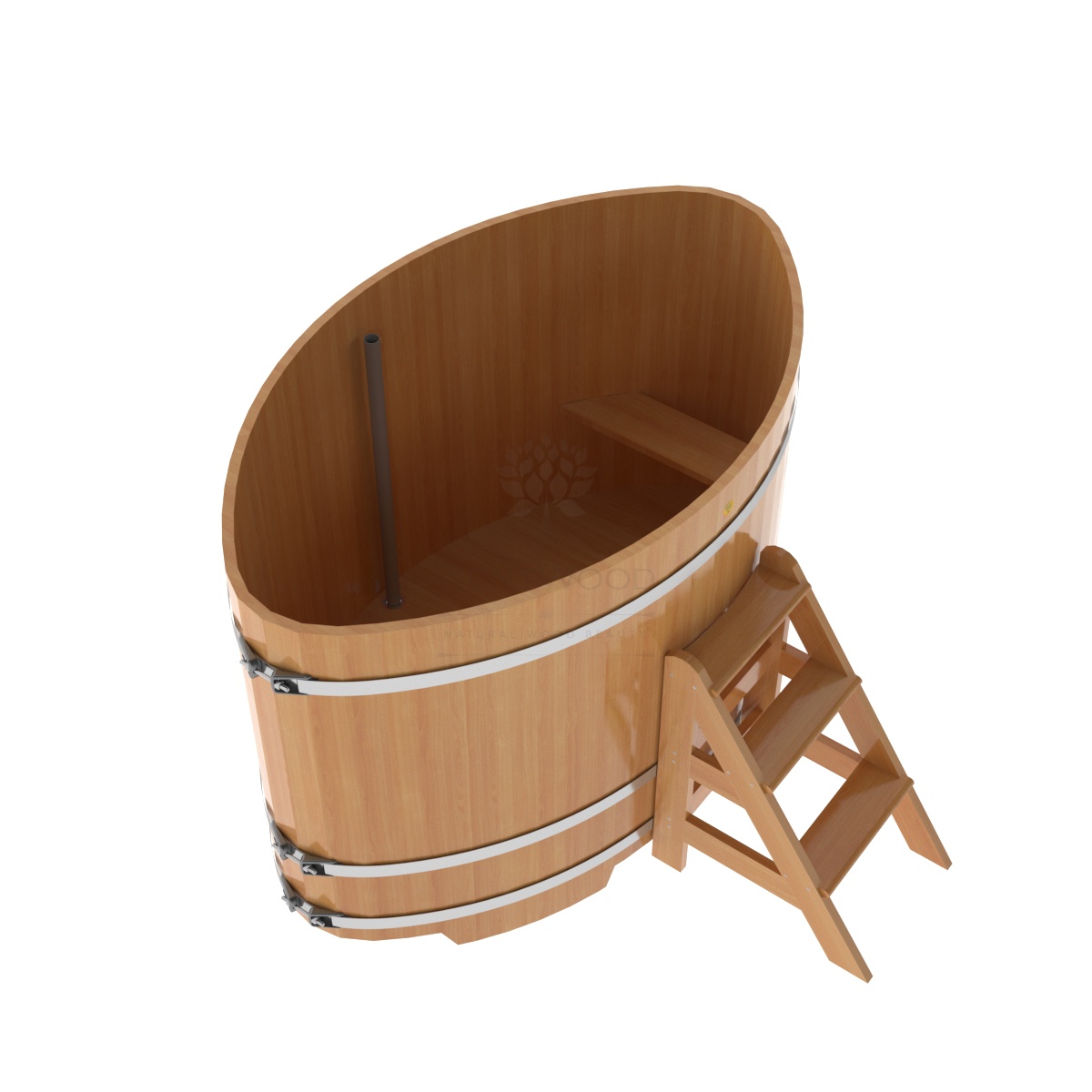 1189 Купель овальная из лиственницы 1,15х1,83х1,2 натуральная премиум Alyarus  - Вид №1