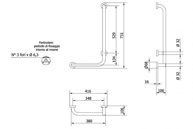 Угловая рукоятка со стойкой sx или dx Thermomat нержавеющая сталь ARCH-00112564 - Вид №2