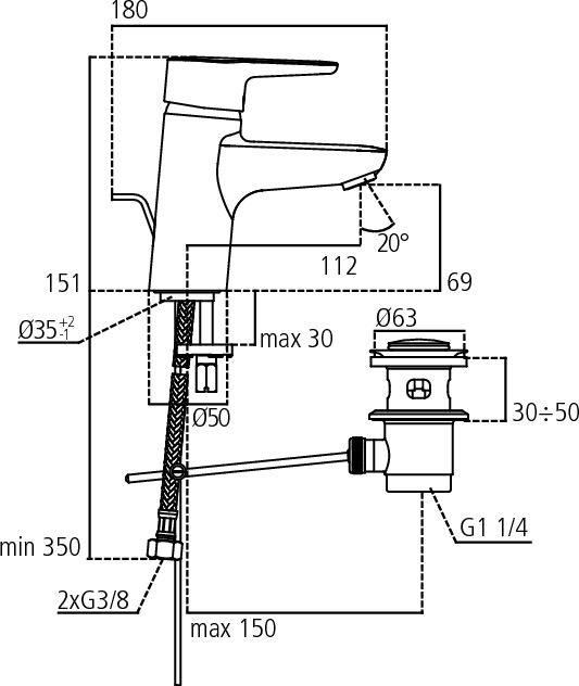 B9936AA Смеситель для раковины Ideal Standard CONNECT BLUE - Вид №1