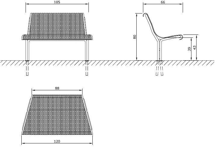 Euroform W Скамья из металла со спинкой Contour 328m - Вид №1