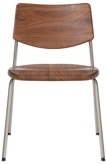 BassamFellows Штабелируемый стул из нержавеющей стали и дерева Pipe Cb-58 - Вид №1