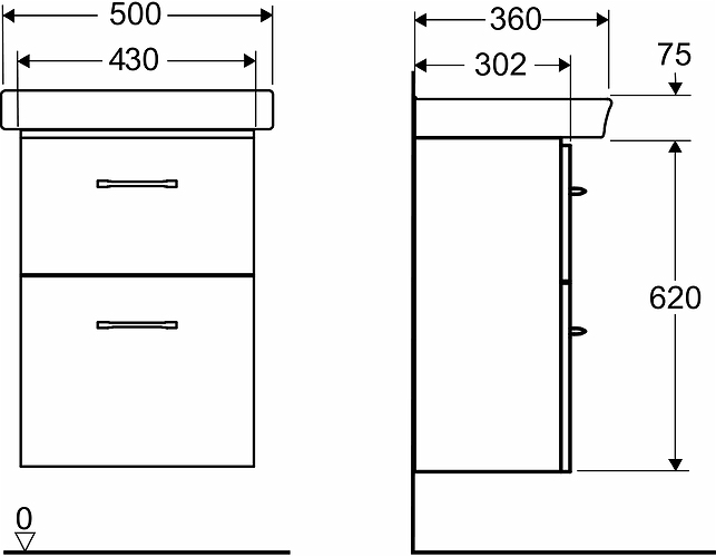9616331001 IDO Glow Square раковина с основанием для умывальника, два ящика, 500 мм, темно-коричневый - Вид №3