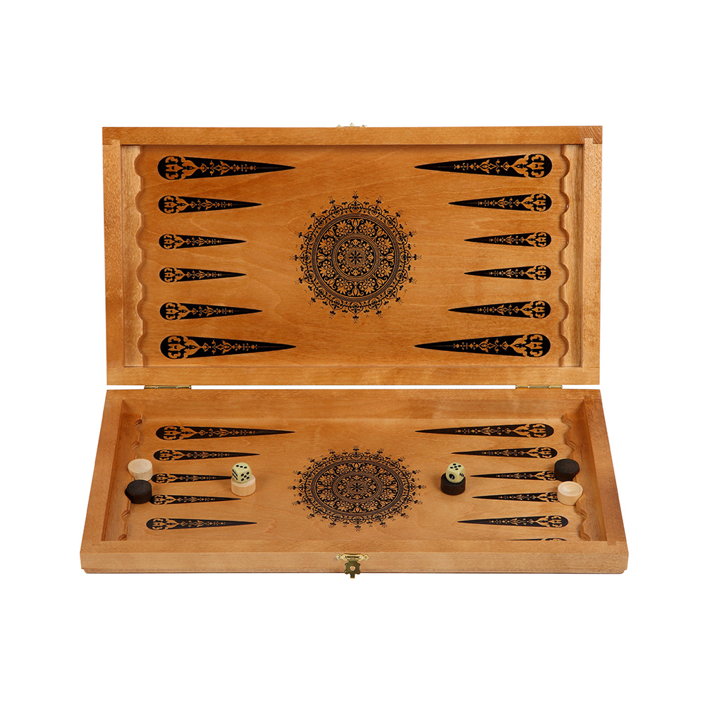 1377 Игра настольная Нарды "Элегант" тонированные. 39х20см. Двухсторонний орнамент Ладья 