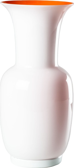 10640933 VENINI Ваза Venini "Опалино" 36х17см (белая, оранжевая) Стекло 
