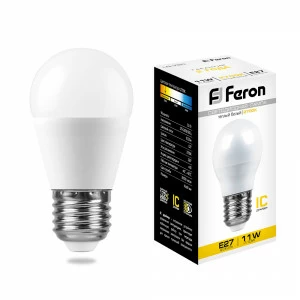 Лампа светодиодная Feron "Шарик" E27 11W 2700K LB-750 25949 FERON  00-3956687 Матовый