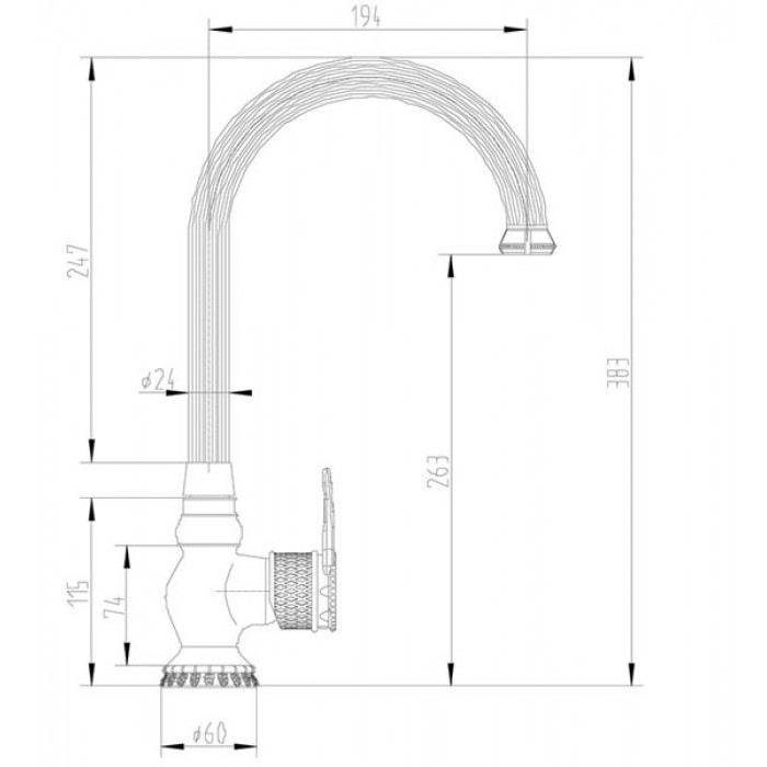 Zorg A 405K-BR Смеситель для кухни Zorg 383 х 194 мм  - Вид №2