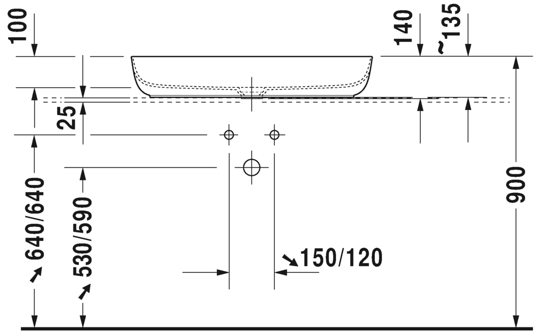 0379802600 Накладная раковина на столешницу  овальная Duravit Luv - Вид №3