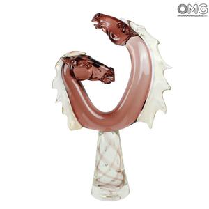 163 ORIGINALMURANOGLASS Скульптура Двойная голова лошади - автор Alessandro Barbaro - муранское стекло OMG 30 см