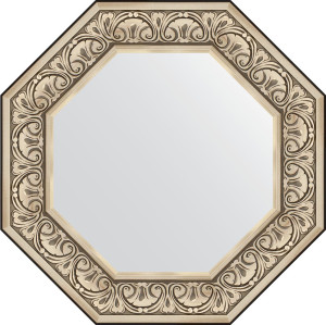 BY 7382 Зеркало в багетной раме - барокко серебро 106 mm EVOFORM Octagon