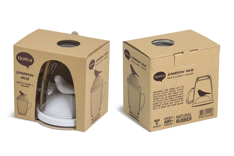 Чашка с крышкой Sparrow, белая Qualy QL10300WHWH - Вид №6