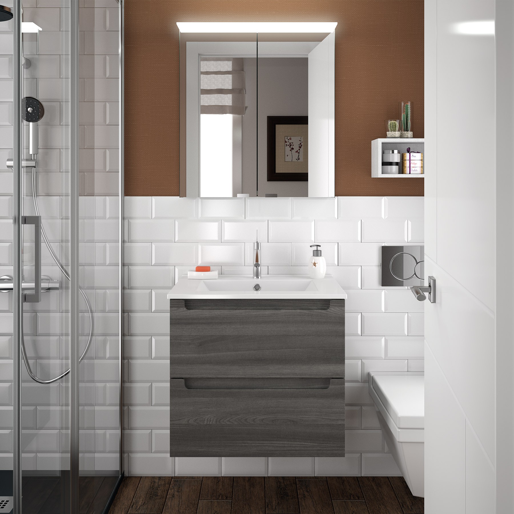 23444 SALGAR Мебель под умывальник MONTERREY 600 2 металлических ящика ALSACIA 598 x 540 x 450 мм Эльзасия 