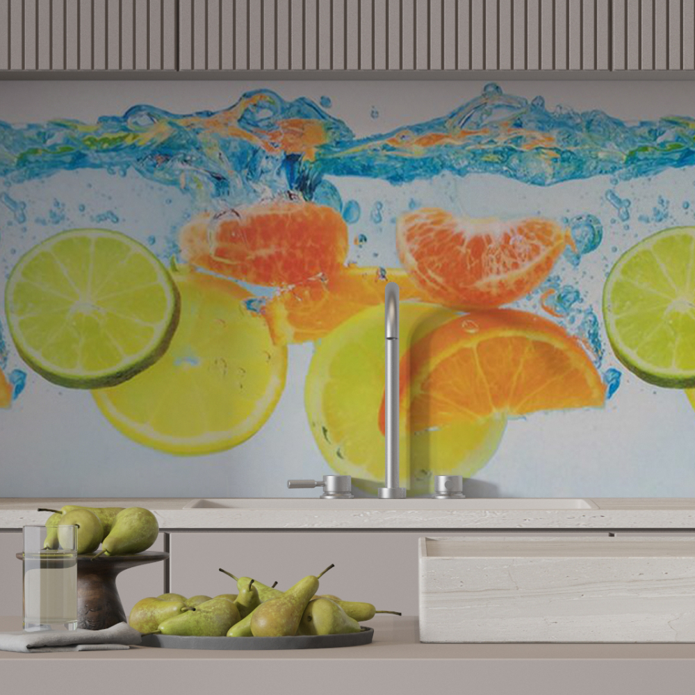 Кухонный фартук АБС Цитрус - Фрукты в воде (600*3000*1,5мм) STELLA STSR-1023 - Вид №1