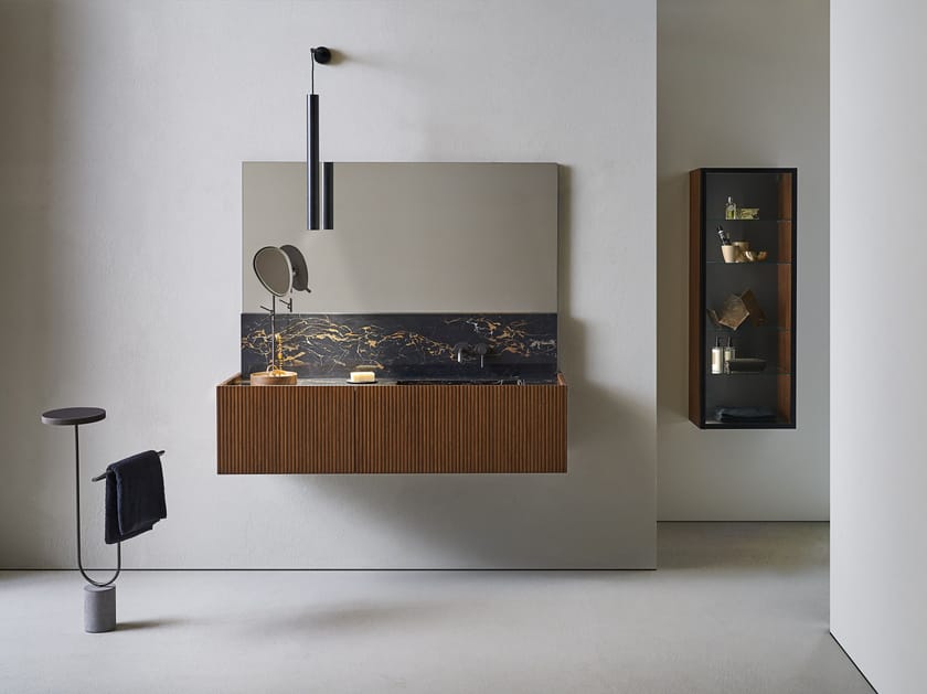 Подвесной шкаф из дерева и керамики со встроенной раковиной Pirovano Millennium ARCH-00023834