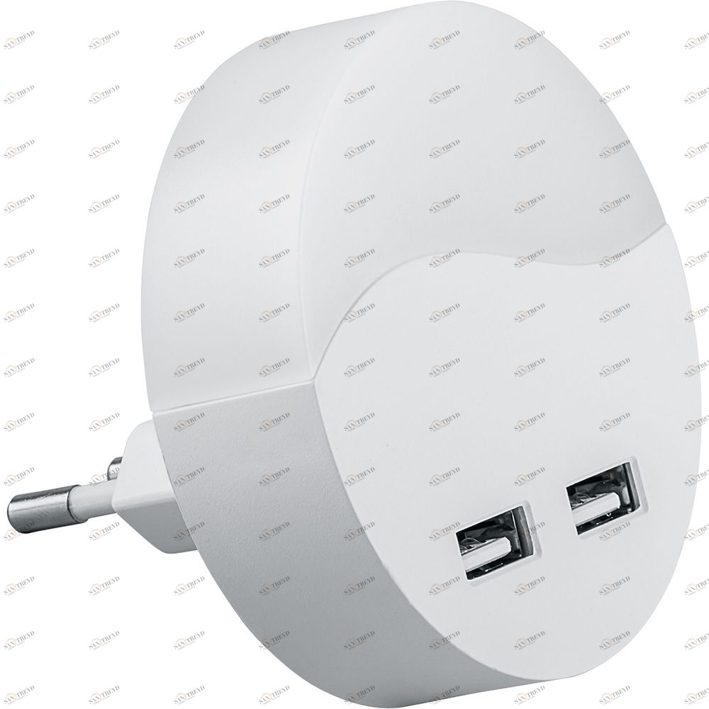 Светильник-ночник светодиодный c 2 USB-выходами белый 3000К Feron 41021 FERON  00-3955433 Белый 
