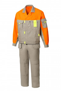 65307 Костюм "Профессионал-2" светло-серый-оранжевый  Летняя спецодежда  размер 56-58/170-176