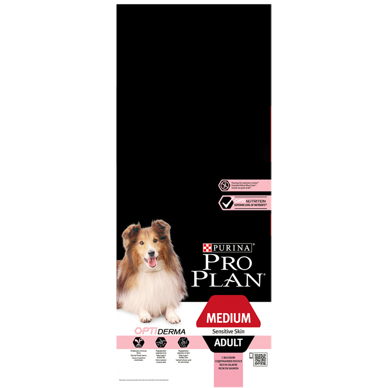 ПР0032691 Корм для собак для средних пород с чувствительной кожей, лосось сух. 14 кг Pro Plan 