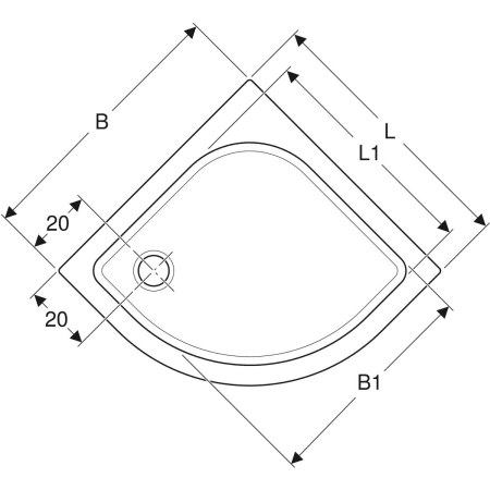 652210000 Угловой круглый душевой поддон Geberit Renova Geberit  - Вид №2