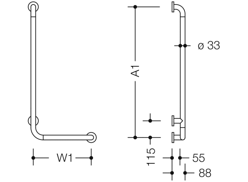801.22D1S Угловая ручка, специальные длины HEWI HEWI active+  - Вид №1