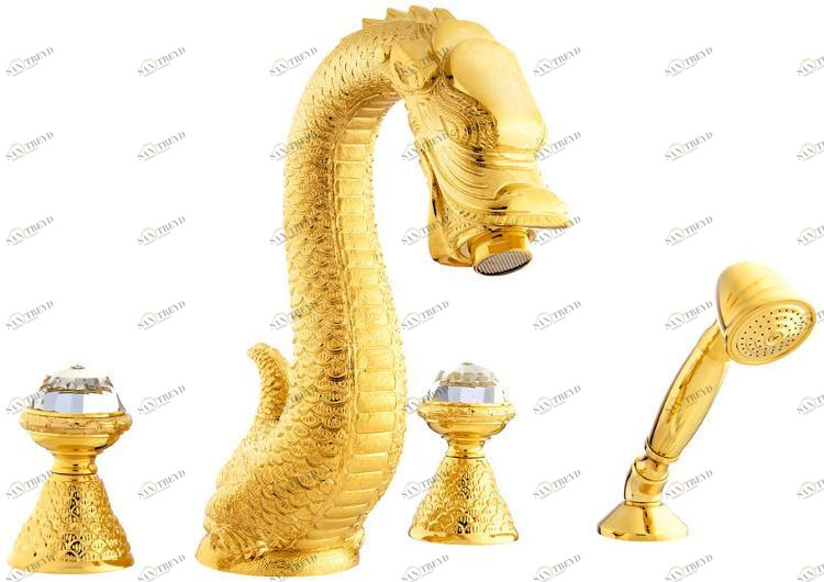 Bronces Mestre Комплект для ванны на 4 отверстия с кристаллами Swarovski® Dragon sun-id-1392091