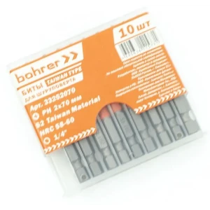 Бита магнитная Bohrer Taiwan Type 33252070 PH2x70 мм, 10 шт. 89391815 STLM-2016431