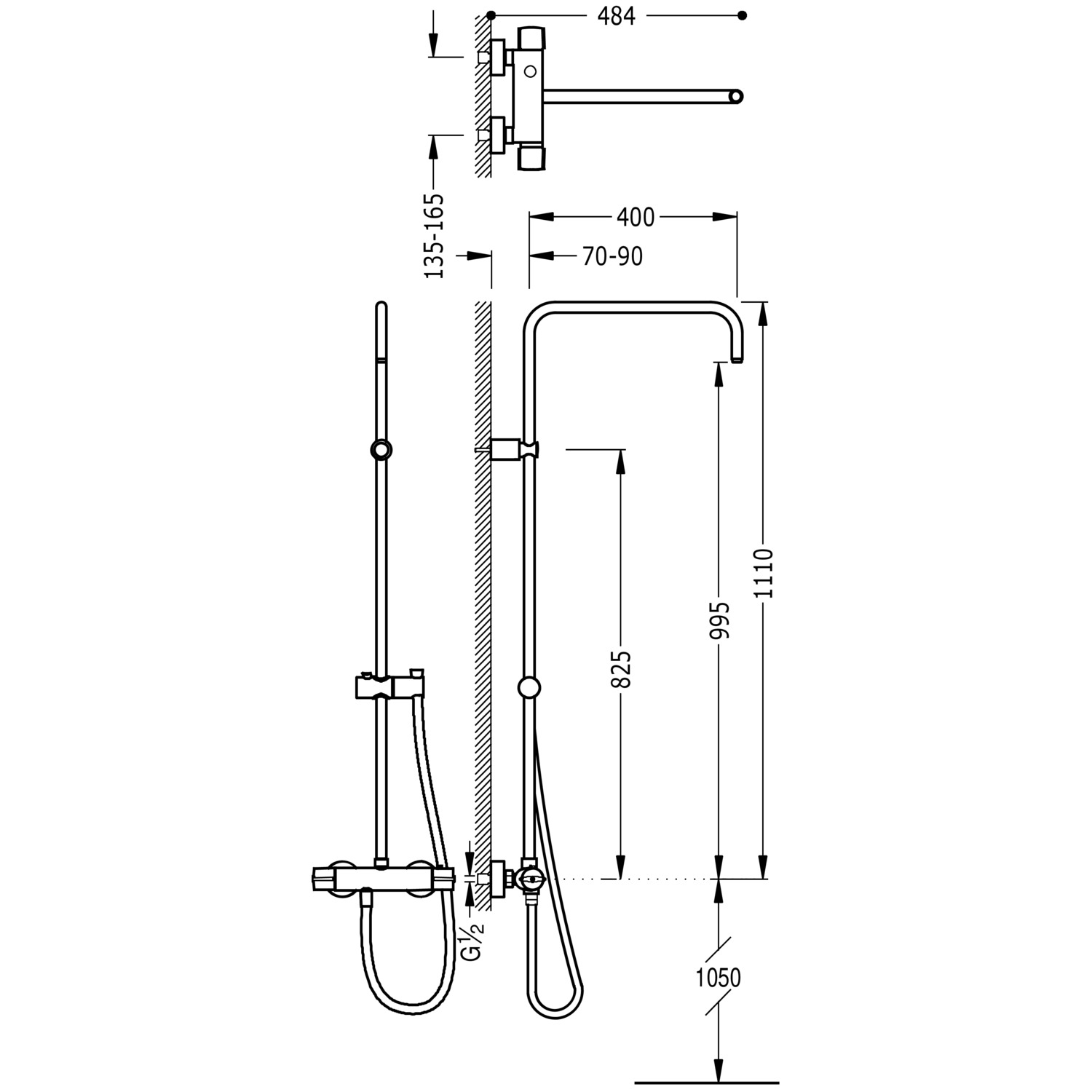 Настенный термостатический смеситель TRESMOSTATIC без насадки для душа и ручного душа-08149501 TRES Thermostatic - Вид №1