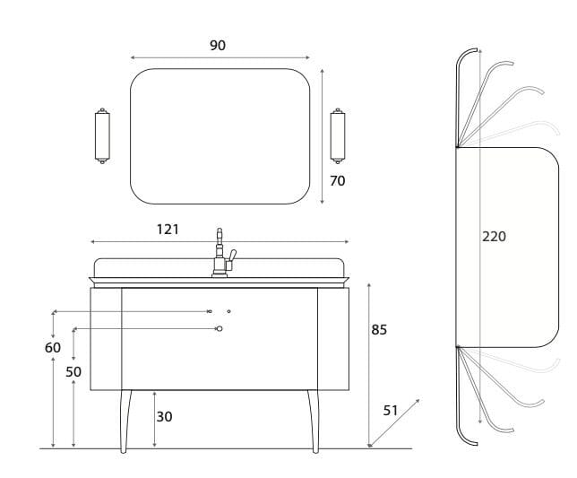 Напольная раковина с ящиком и дверцами Gaia Mobili Contemporary ARCH-00084154 - Вид №5
