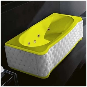 Ванна Gruppo treesse New Classic Young STX-V674B-DX-KBS-ZZ жёлтая с золотой фурнитурой гидромассажем и дезинфекцией прямоугольная правая белая кожа кристаллы сваровски