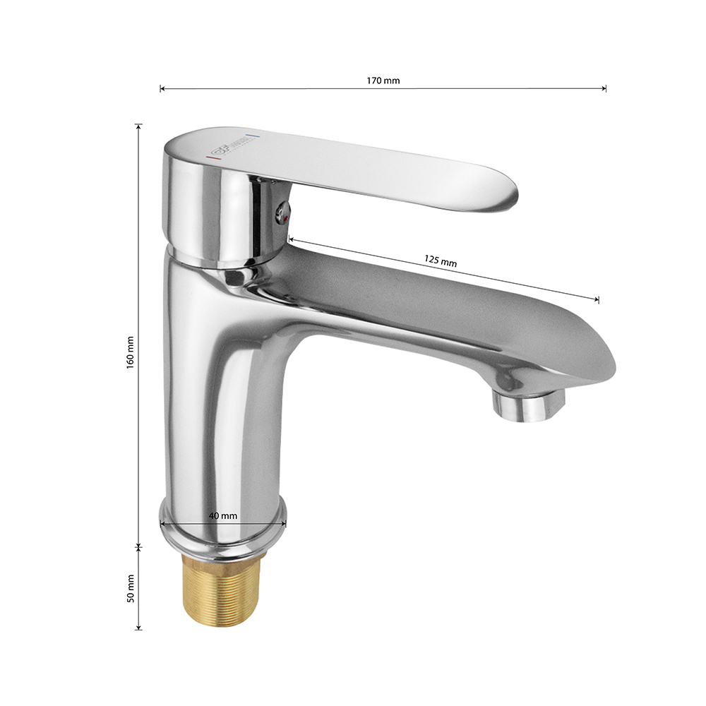 GFmark - Смеситель на раковину, шаровый, хромированный, код: 5330  - Вид №2