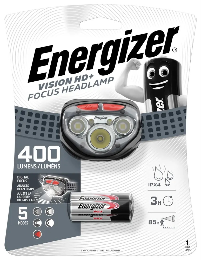 91512419 Фонарь налобный Energizer Vision HD+ Focus HL 3хAAA 400 lum STLM-1110915