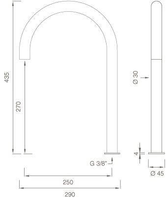Ceadesign Излив для кухни на столешнице из нержавеющей стали Free ideas Fre 144 - Вид №1
