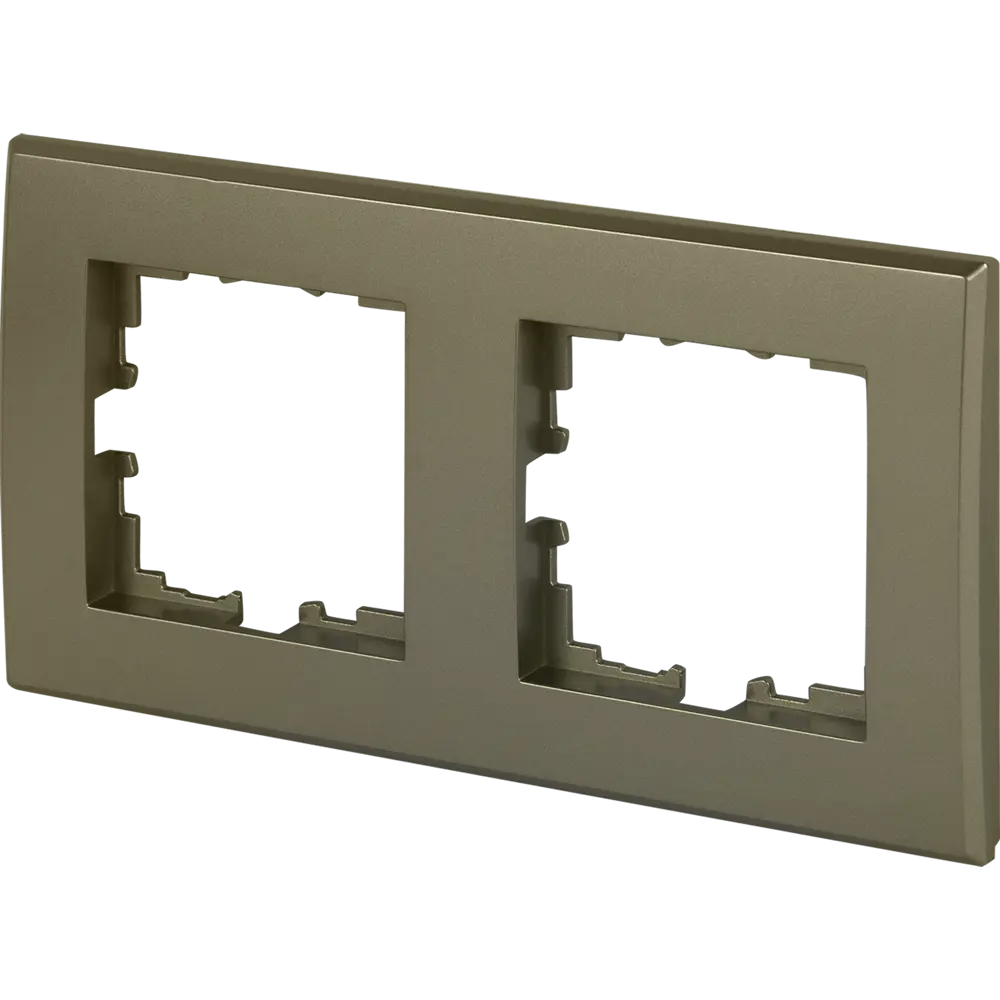 Рамка для розеток и выключателей Lexman Виктория плоская 2 поста цвет шампань STLM-2148892 - Вид №1