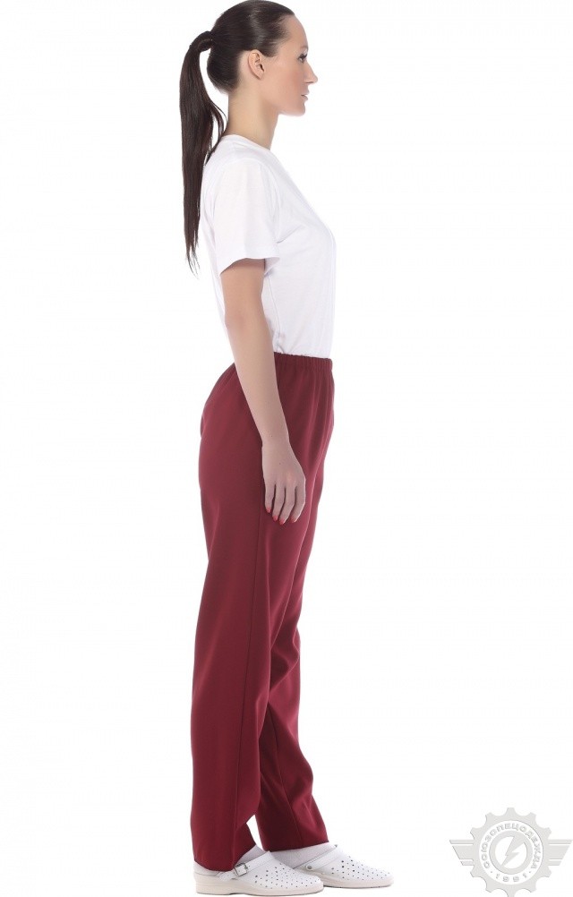 66076 Брюки ткань "Габардин" цвет бордо  Медицинская одежда  размер 52-54 Спецодежда  - Вид №4