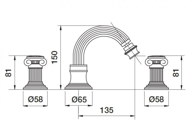 Смеситель для биде Cezares OLIMP-BBS2-01-M - Вид №1