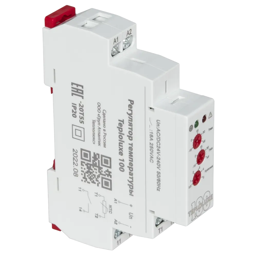 Регулятор температуры Teploluxe 100 на Din-рейку механический цвет белый ТЕПЛОЛЮКС STLM-2138474 - Вид №2