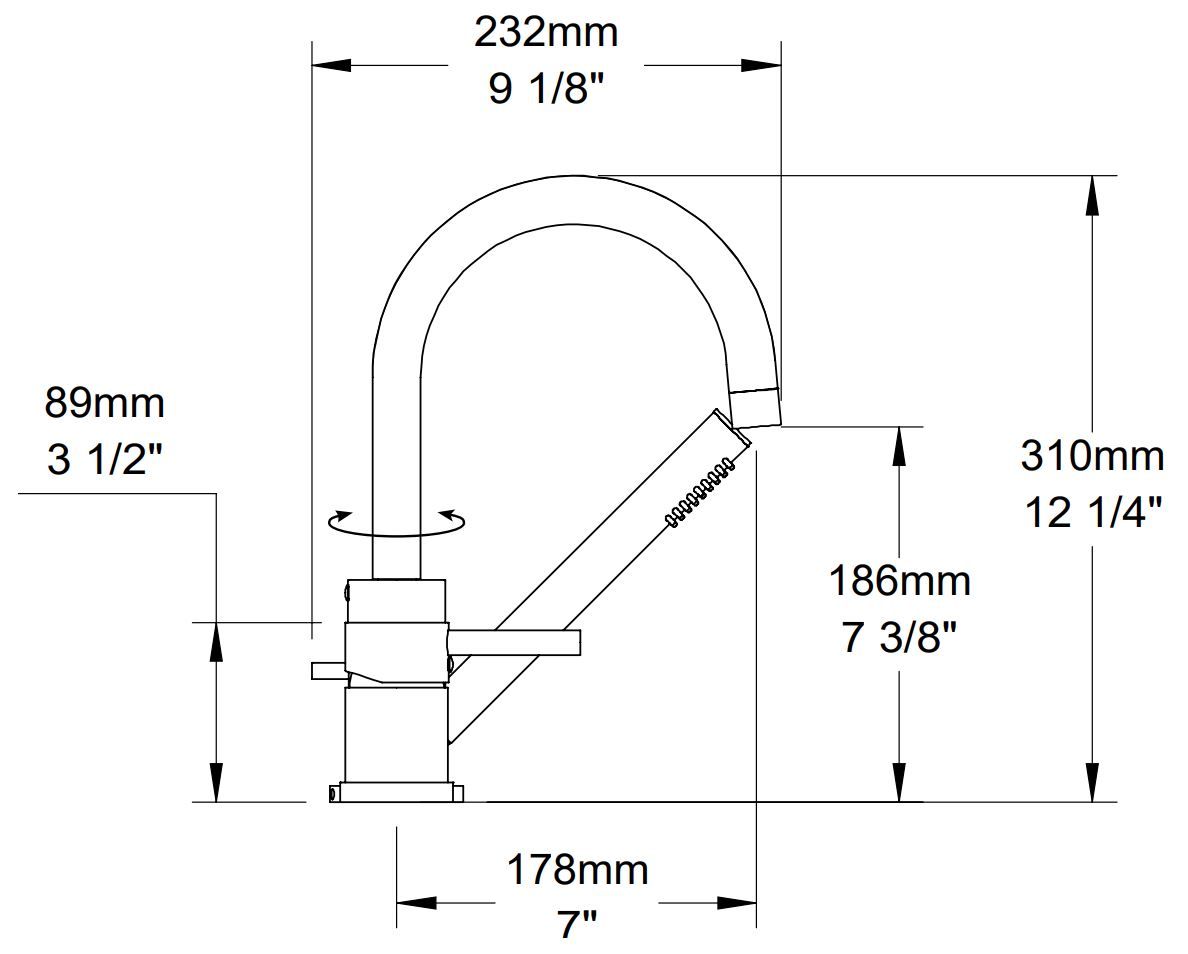 Смеситель для ванны с 3 отверстиями и ручным душем BARIL Zip B66 ARCH-00130013 - Вид №5