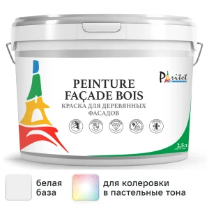 Краска для деревянных фасадов Paritet матовая цвет белый база A 2.5 л