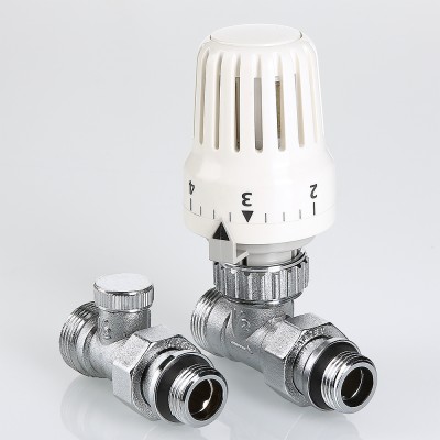 VT.046.NER.04 Комплект терморегулируюшего оборудования для радиатора прямой с переходом на «евроконус» Valtec 1/2 x 3/4" («евроконус»)  - Вид №1